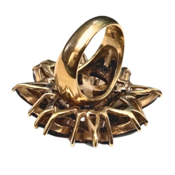 Vintage SETA Sterling Smoky Quartz Topaz Diamond HUGE Cocktail Ring Sz 8 - Picture 5 of 12